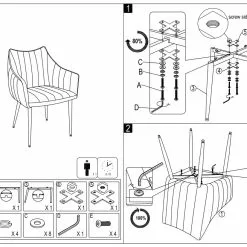 Samettituoli Olivia, Harmaa -Tuolit Kauppa 77710 ohje 3