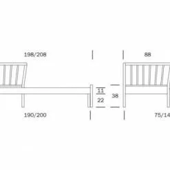 Vuodesohva Franz, 2 Kokoa -Tuolit Kauppa franz vuodesohva mittakuva89