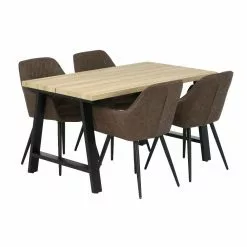 Ruokailuryhmä Kielo 140x80 Cm, Ruskea