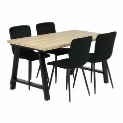 Ruokailuryhmä Kielo 140x80 Cm, Musta