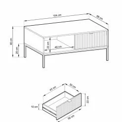 Sohvapöytä Latte, 2 Värivaihtoehtoa -Tuolit Kauppa latte sohvapoyta mittakuva